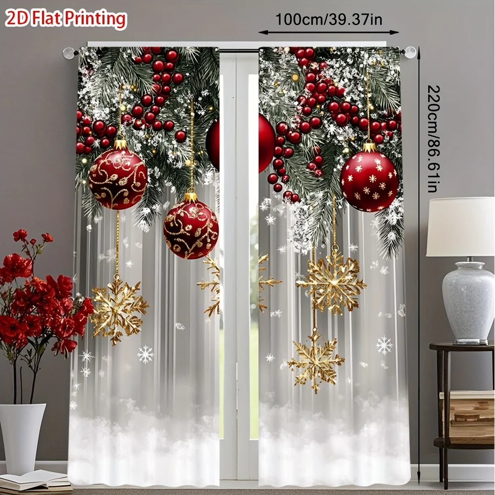Christmas Ornament Garland Curtain Set 6