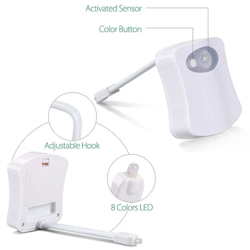 2/1PCS Lighting Toilet Light Led Night Light Human Motion Sensor Backlight for Toilet Bowl Bathroom 8 /16Color Veilleuse for Kid