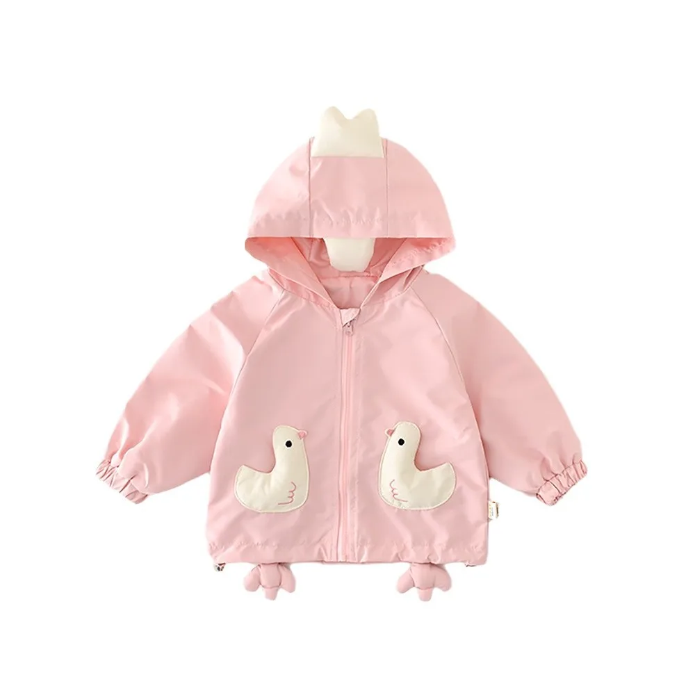 Pink Bird Hooded Jacket for Baby Girls
