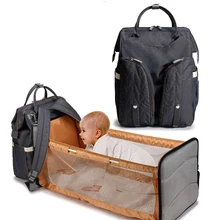 

Mommy Maternity Bag Waterproof Portable Foldable Outing Baby Sleeping Bed Bag Green Orange Large Storage Diaper Backpack