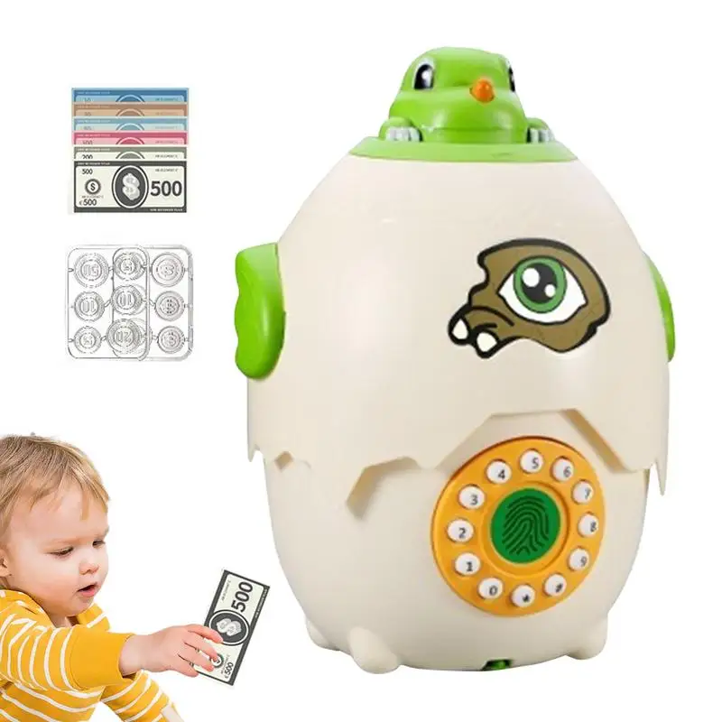 

Creative Cute Dinosaur Coin Bank Dinosaur Banks For Kids Fingerprint Recognition Animal Toy Bank Musical Automatic Roll-in Cash