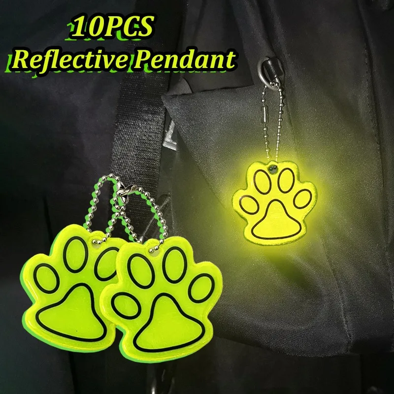 10PCS Cute Cat Paw Reflective Keychain Night Safety Kids Pet Double-sided Reflective Backpack Accessories Pendant 10PCS Cute Cat Paw Reflective Keychain Night Safety Kids Pet Double-sided Reflective Backpack Accessories Pendant