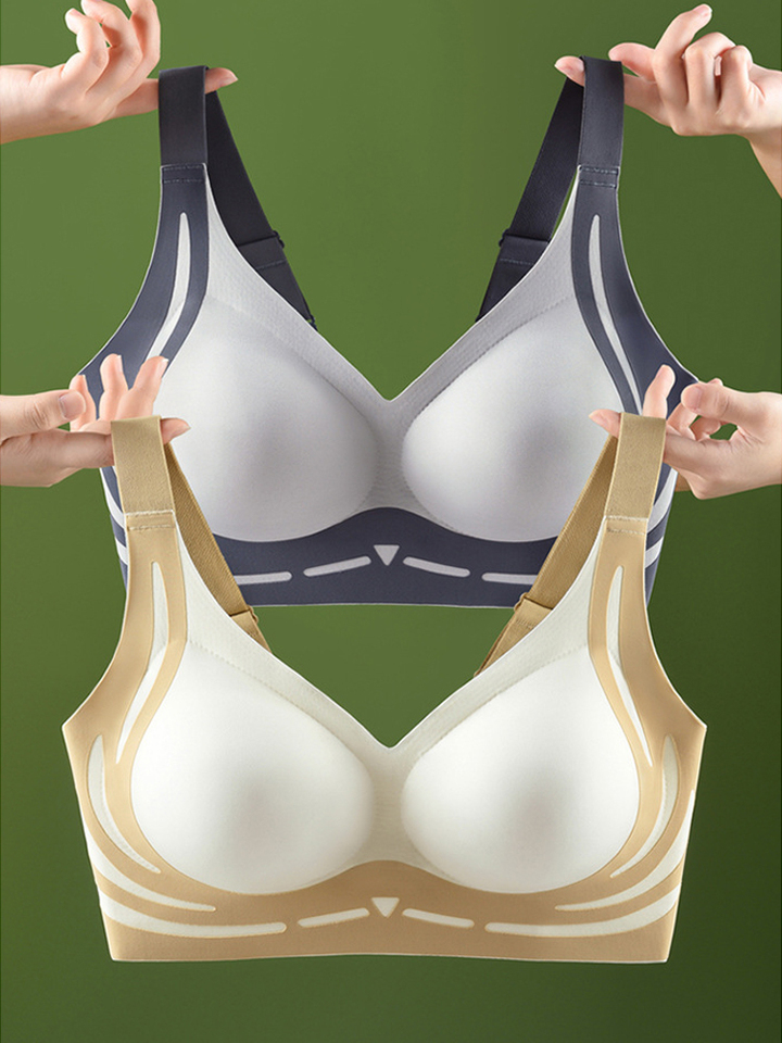 Women Seamless Push-up Gather Bras Seamless Plus Size Brassiere Comfort Support Adjustable Straps Brassiere Girls Breathable Bra