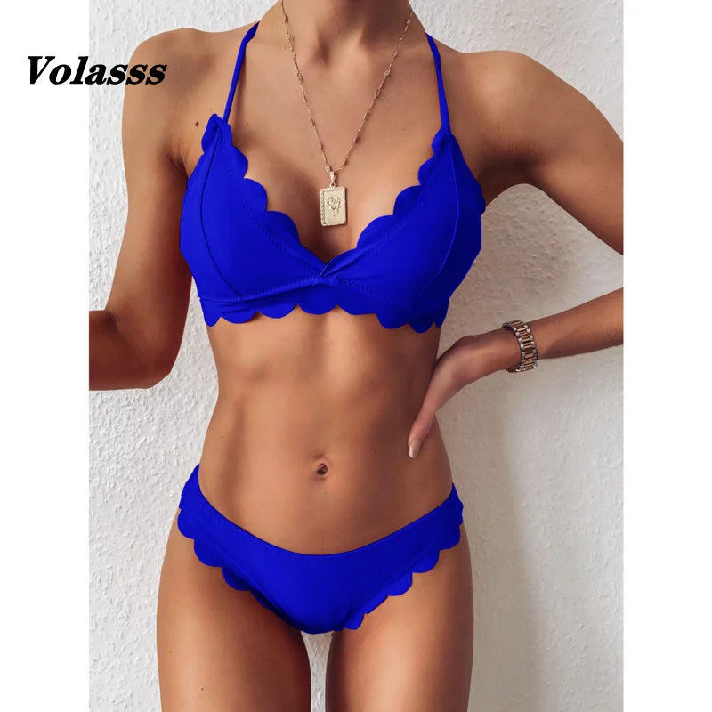 

Two Pieces Bathing Suits Underwire Bikinis Set Micro Solid Swimsuit Women Sexy Ruffle Thong Swimwear Girl Summer Push Up Biquini