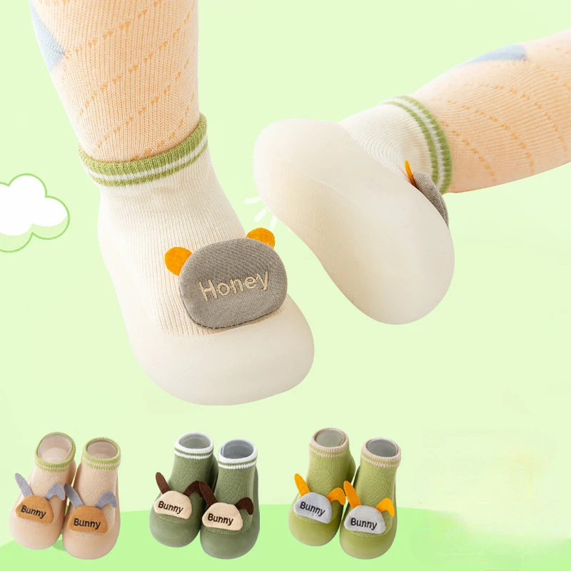 

Cute Baby Shoes 2023 Spring Autumn Newborn Baby Toddler Shoes Socks TPR Non-slip Baby Preliminary Shoes Socks Soft Kids Shoes