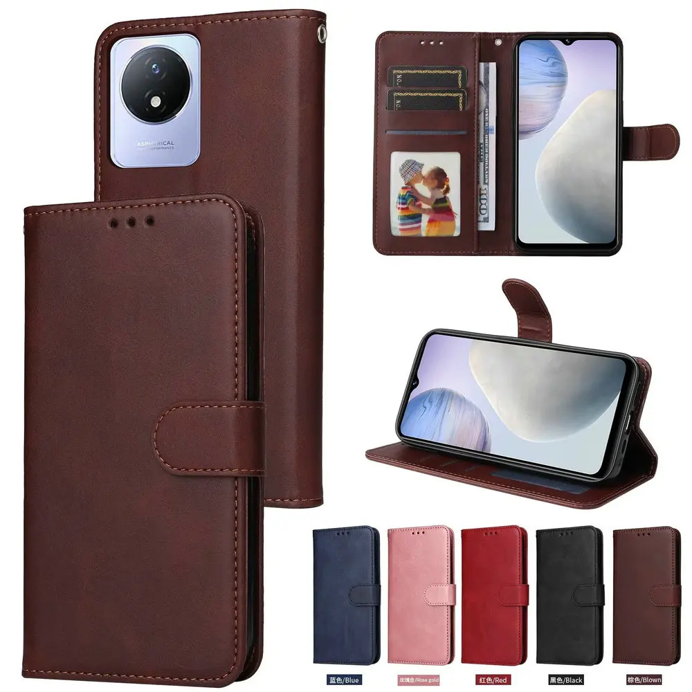 

For VIVO Y02 Retro Leather case Wallet Book Card Holder Shockproof Luxury Full Cover For VIVO Y02 Y0 2 Y 02 VIVOY02 Phone Bags