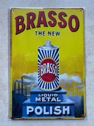 BRASSO 액체 금속 광택 금속 사인 바 맨 케이브 홈 청소 20x30cm-틴 사..