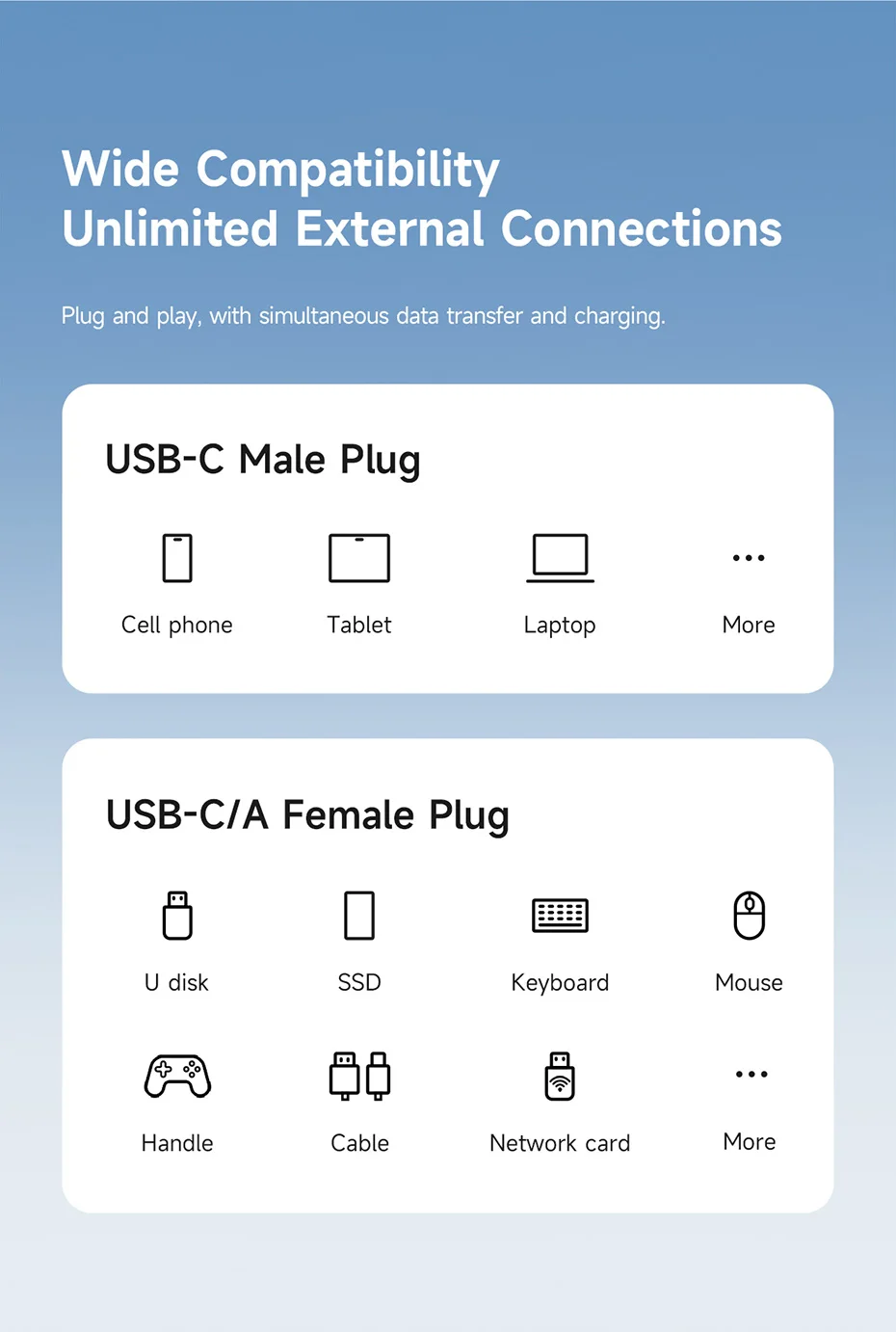 Dual USB C Adapter 2 in 1 Splitter Hagibis