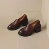 Women Leather Platform Loafers Fashion Slip on Chunky Shoes Retro Style Female Officel Pumps Moccasins Women's Mary Jane Shoes 2