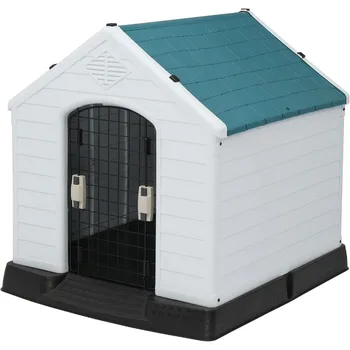 Plastic Dog House, Pet Dog Kennel Water Resistant for Small Medium Sized Dogs with Door, Indoor & Outdoor Use 1