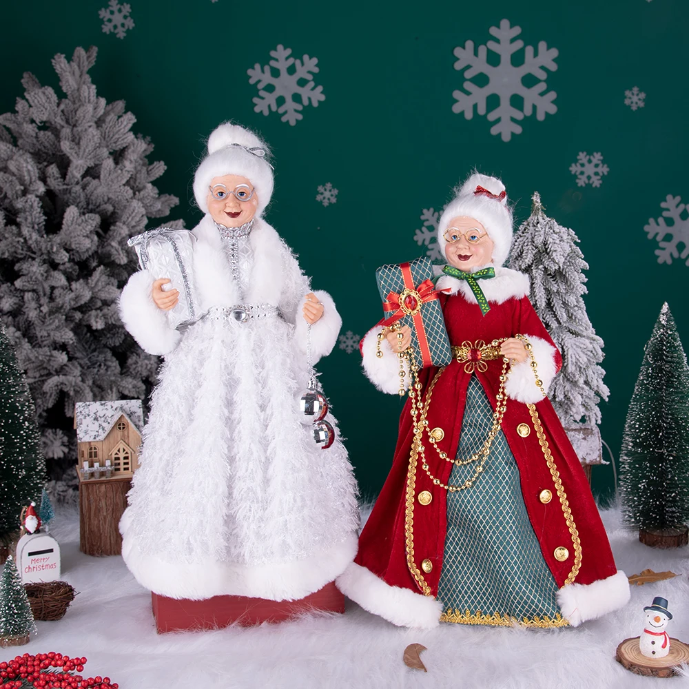 Christmas Tree Decoration Santa Claus Doll 45CM Christmas Tree Topper Mrs Santa Claus Christmas Tree Decorations Grandma Figurine Treetop Desktop Ornaments Home Decor Gift