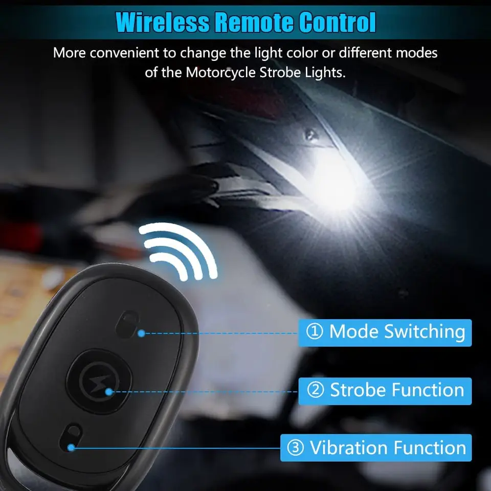 Lumières Anti-collision LED Rechargeables - Télécommande, 8 Couleurs, étanches IP65 - Pour Drone, Vélo, Moto, Décoration
