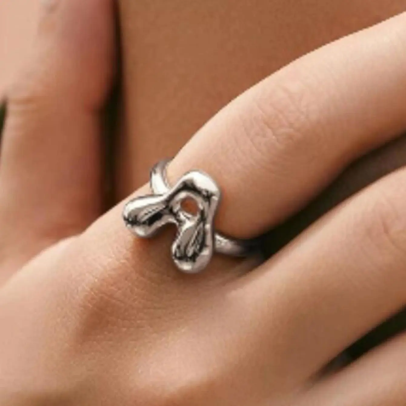 Chunky Initial Letter Rings For Women Gold Color A-Z Letters Opening Finger Ring