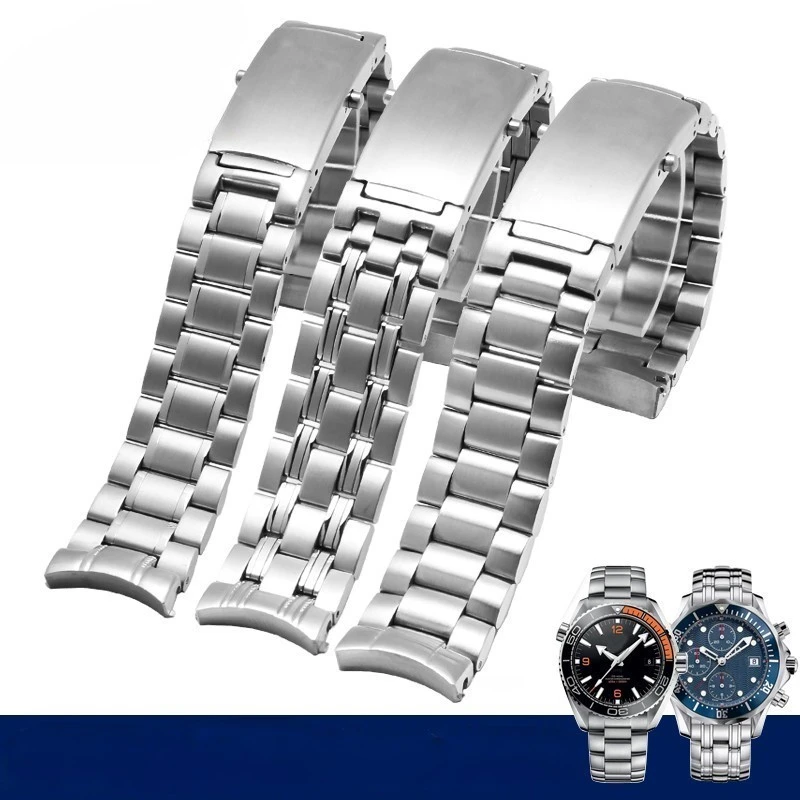 18Mm 20Mm 22Mm Cinturino Per Orologio In Acciaio Inossidabile Argento Per Omega New Seamaster 300 Speedmaster Planet Ocean Watchband Bracciale Da Uomo