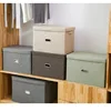 Cube non-woven fabric folding storage box, toy clothing storage box with lid, home closet, office, daycare, washable storage box 5