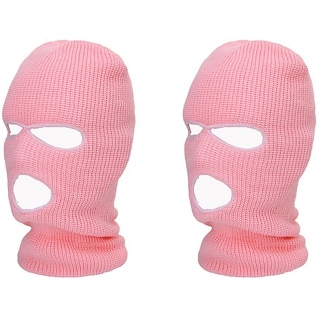 2X Full Face Cover Ski Mask Hat 3 Holes Balaclava Windproof Knit Beanies  Bonnet Winter Warm Unisex Caps Pink - AliExpress