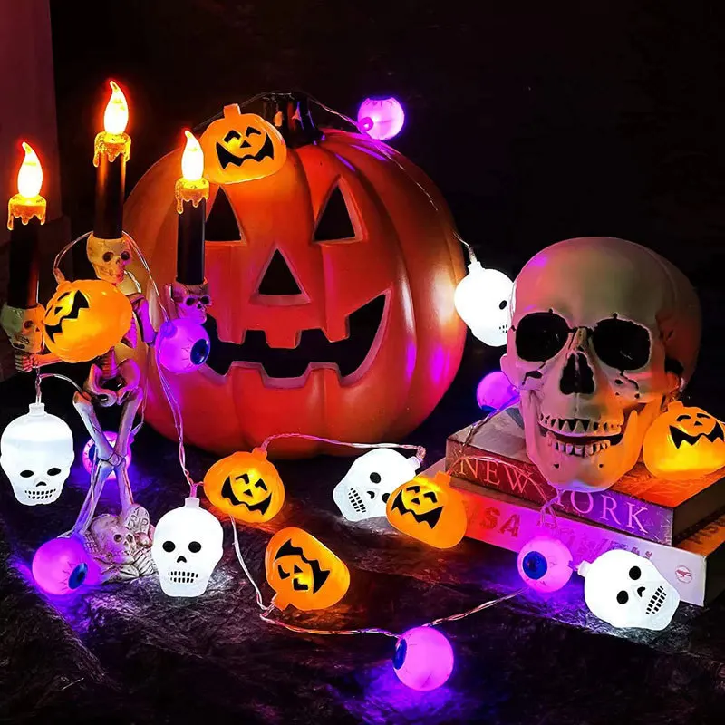 

2M 10LED Halloween LED String Lights Pumpkin Ghost Spider Bat Ghost Festival Atmosphere Light Outdoor Home Halloween Party Decor