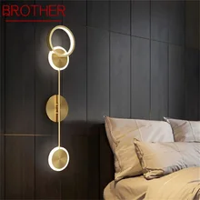 

BROTHER Nordic Wall Lamp Creative Design Gold Contemporary Fixtures Brass LED Indoor Lighting Sconce