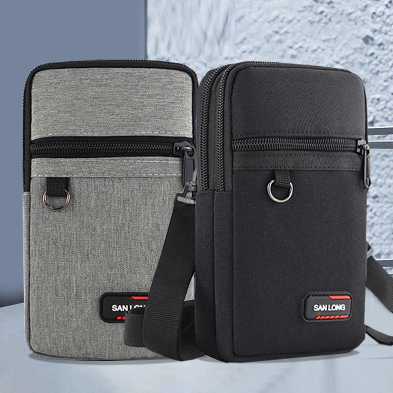 Men's Messenger Bag Cowhide Leather Bag Mobile Phone Pouch Pocket Wallet Male Small Travel Waist Bag Multi-Pockets Chest Bag﻿