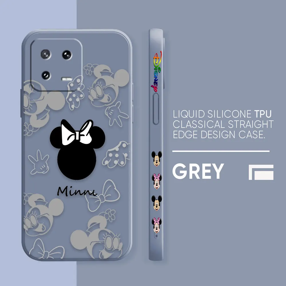 Phone Case For Xiaomi POCO F3 F4 F5 M2 M3 M4 M5 X2 X3 X4 X5 GT Pro 5G Capa Liquid Silicone Case Anime Cute Mickey Minnie Mouse