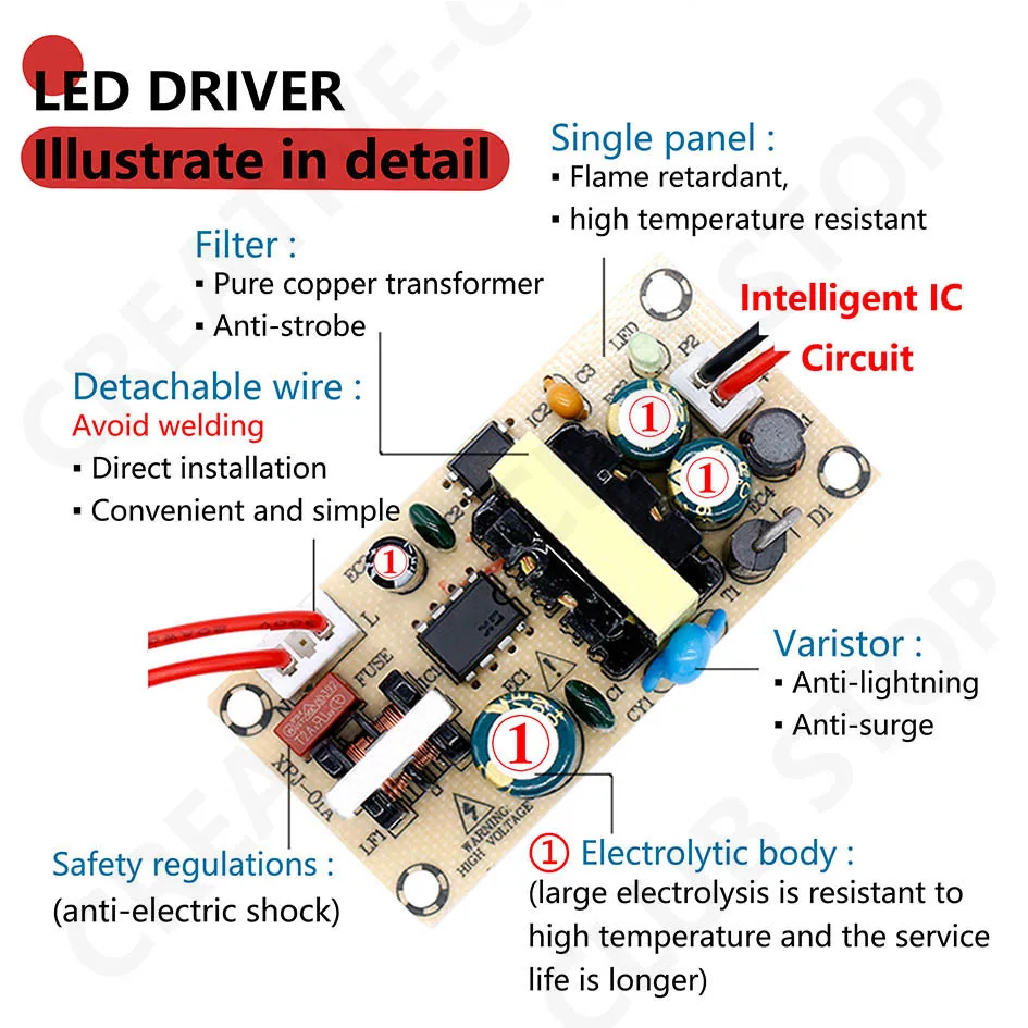 Description Picture 2 of itemLED Driver 220 to 12V 1A 2A 3A 5V 2A 24V 32V LED adapter Power Supply Power converter Light Transformers For LED Strip Lights