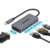Forida USB C HUB 4 in 1 Ports Dongle with USB 3.0 5Gbps 4K HDMI VGA 100W PD Charging Adapter For MacBook Laptop PC 1