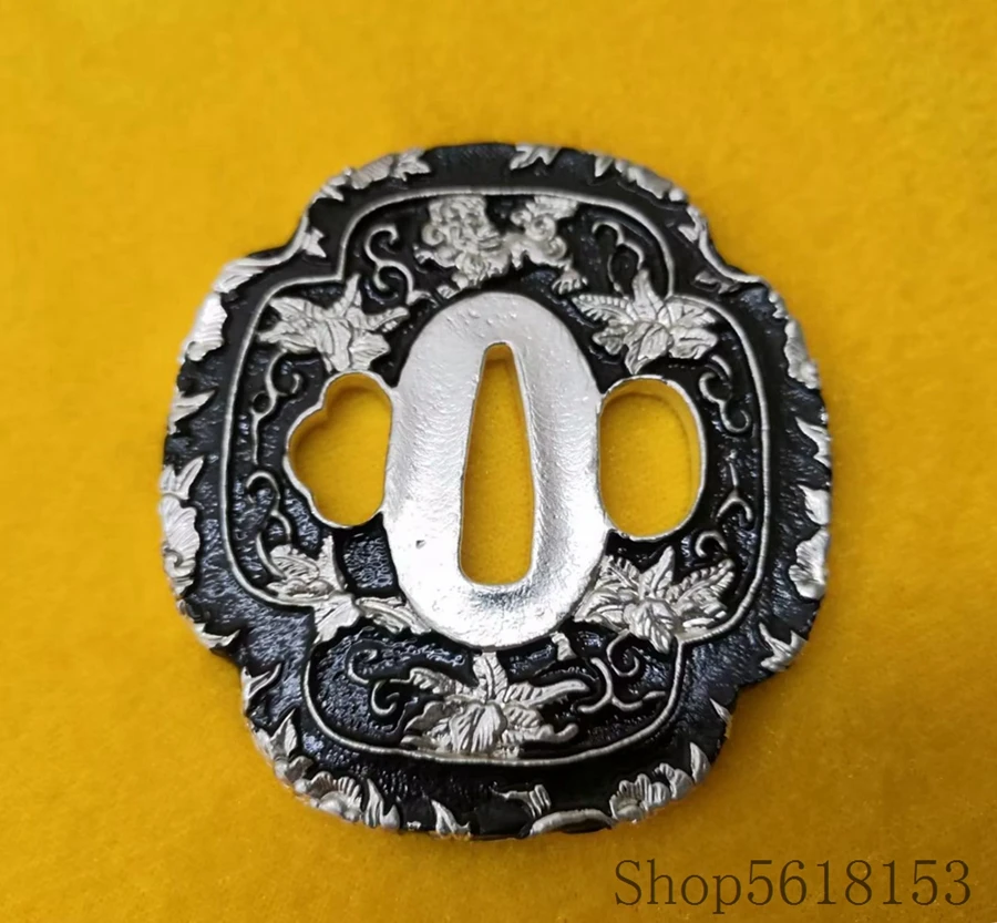 

Набор серебристых медных цветов Tsuba Guard для фотографий, фитинги Katana Knives
