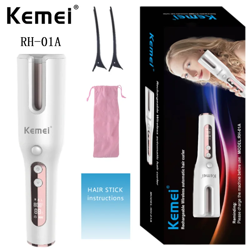 

Kemei RH-01A High Quality Portable 30 Second Quick Heat Multi-Function Home Travel Automatic Hair Curler