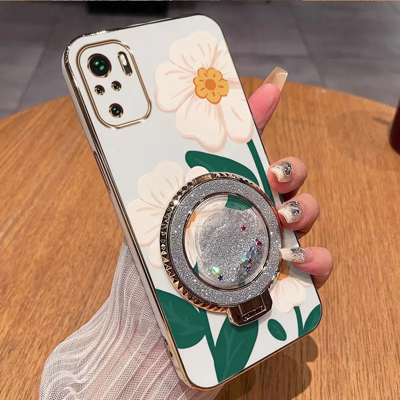 Elegant White Floral Plating Phone Case Cover