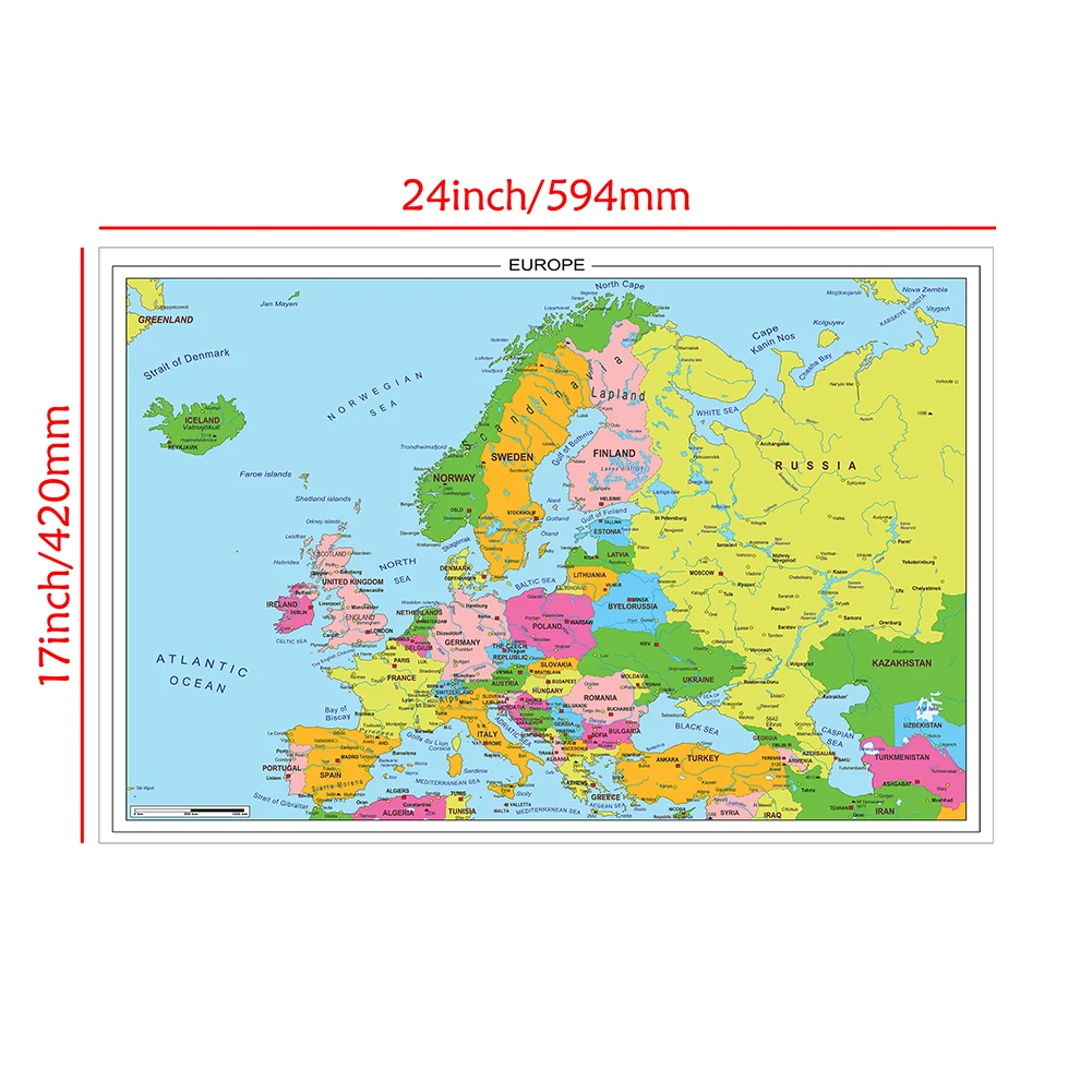 59*42cm mapa europy ze szczegółami plakat artystyczny ścienny dekoracyjny obraz na płótnie przybory szkolne podróży do klasy dekoracja domu