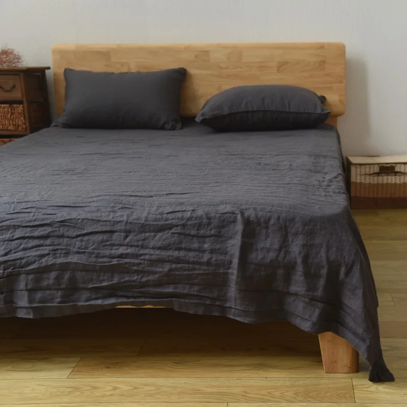 100% Pure Linen Pure Linen Sheet Set, 1 Flat Sheet, 2 Pillowcases, Queen and King Size Bedding, Breathable and Durable for Sleep 4