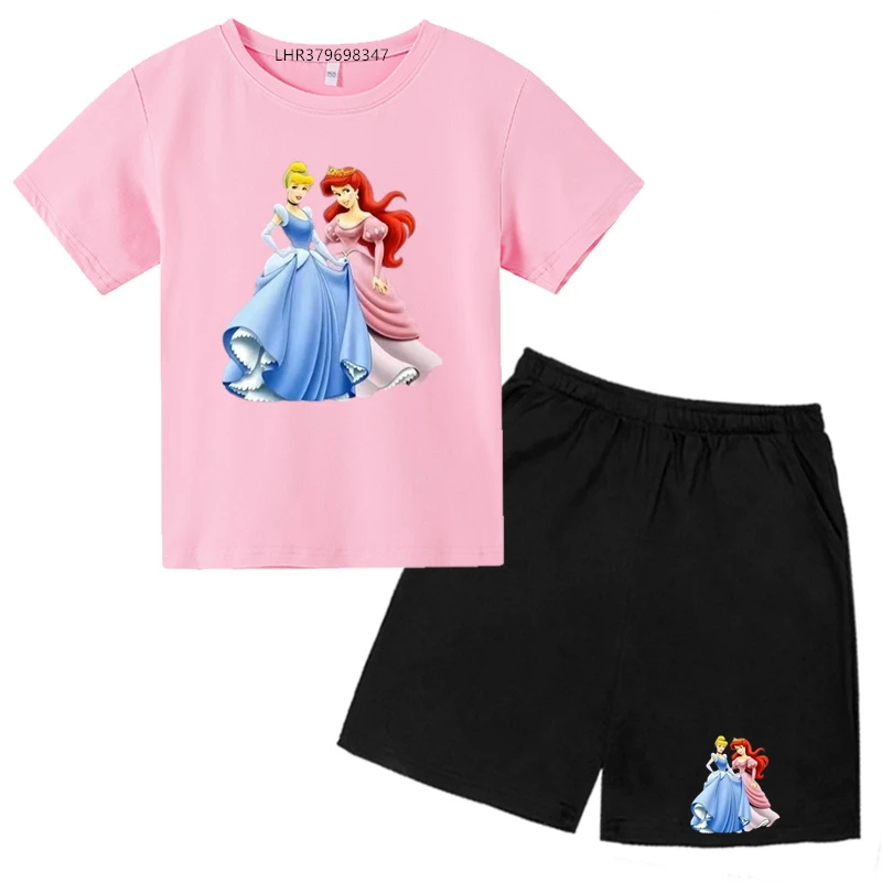 

Summer Children's Round Neck Tshirt +shorts Sets Boys Girl 3-12 Age Leisure Short Sleeve Cotton Anime characters Print clothing