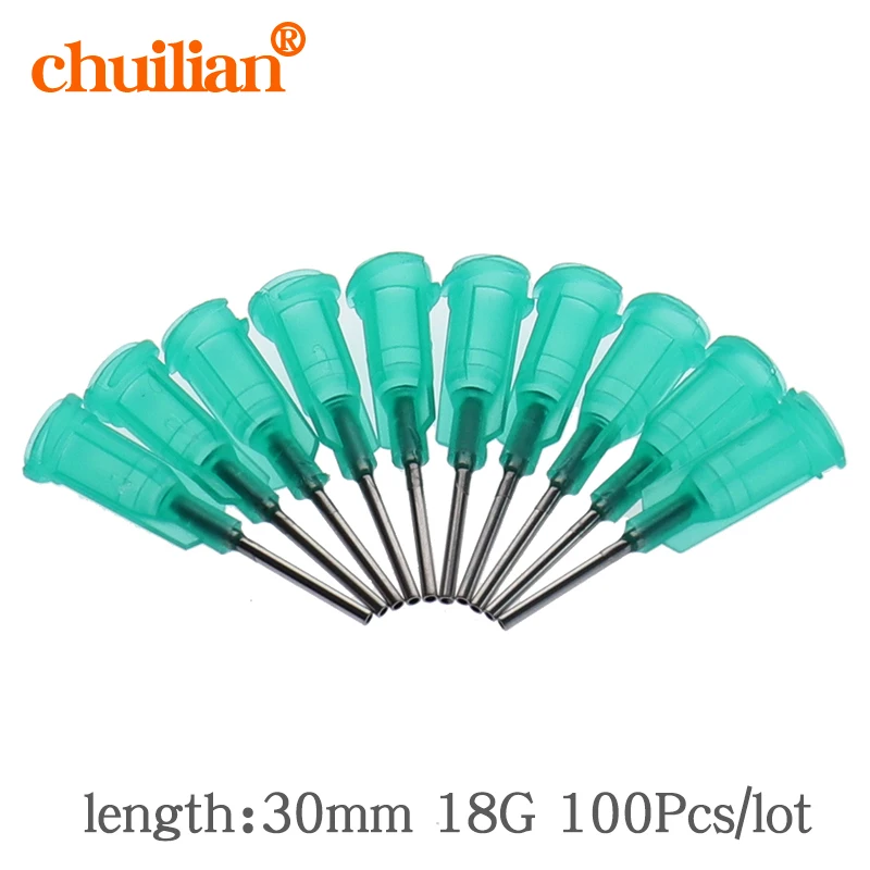18G x 30mm Precision passivated S.S. Dispense Tip with PP Safetylok hub glue dispenser needles 100Pc/lot