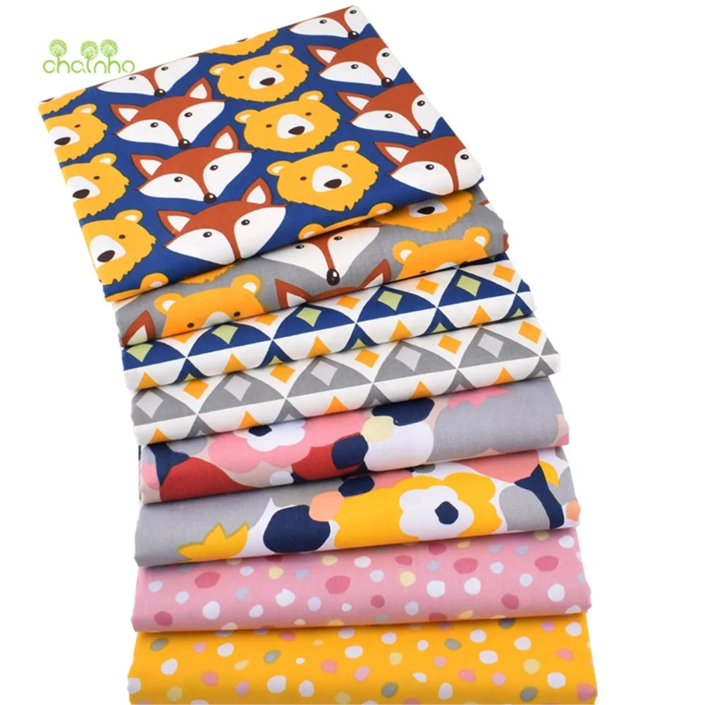 Chainho,Printed Twill Weave Cotton Fabric,DIY Quilting Sewing Material,Patchwork Cloth,Cartoon Series,8 Designs,2 Sizes,15C68