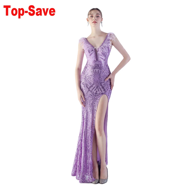 

High-End Pretty Robes Evening Vestidos Mujer Women Dresses Fashion Deep V-Neck Cocktail Party Sequin Sleeveless Dress Elegant