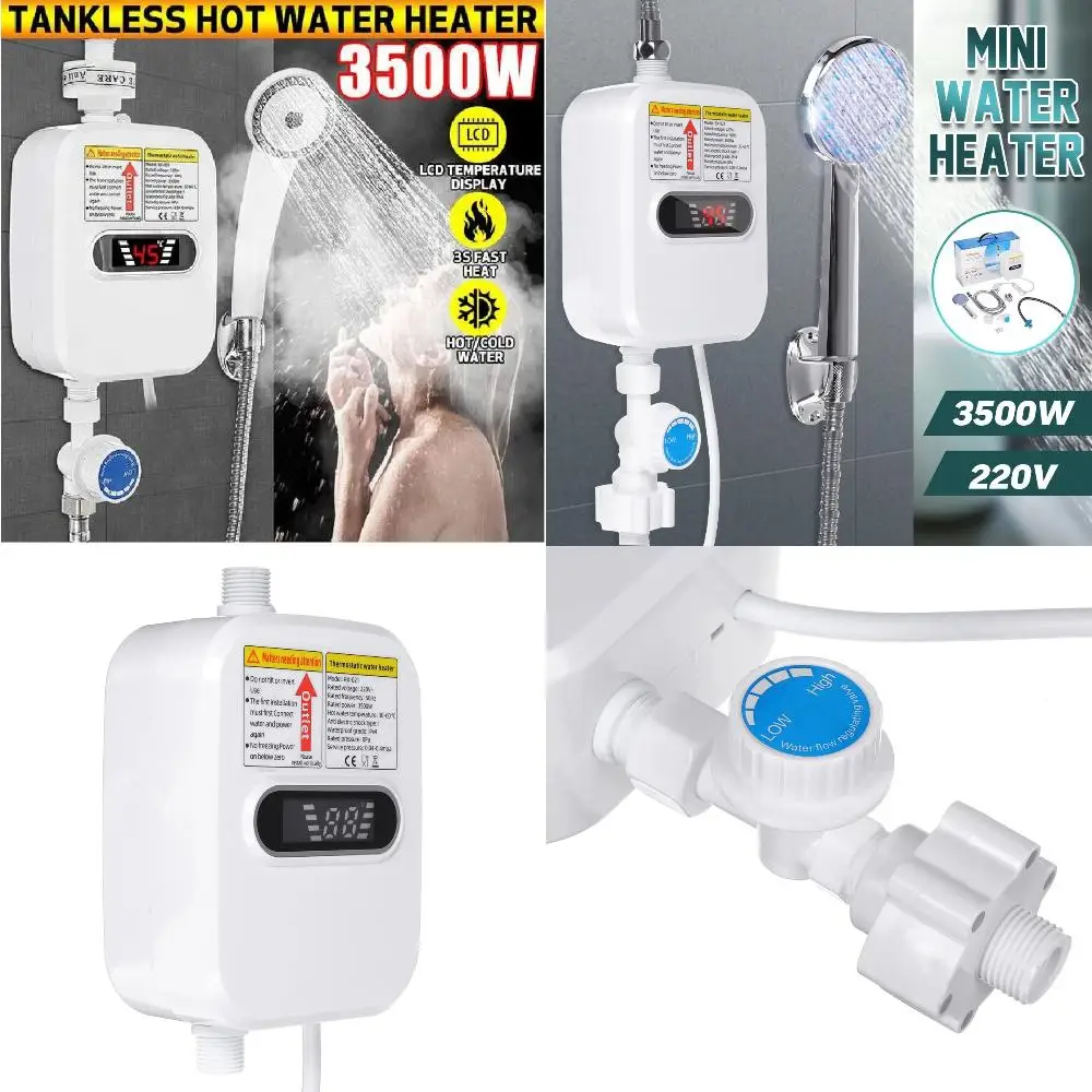3500W Tankless Water Heater Faucet Shower Instant Water-Heater Tap Heating Instant Hot Water for and Bathroom