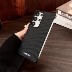 Luxury Carbon Fiber Ultra Thin Frameless Matte Shockproof Phone Case - Galaxy S25 Ultra (Black)