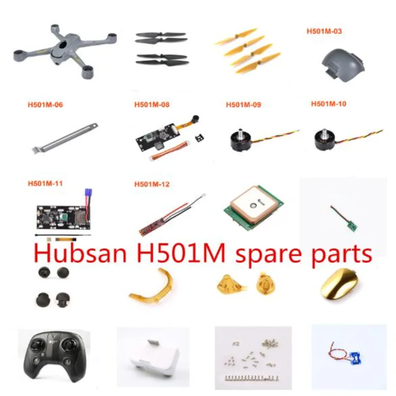 

Квадрокоптер Hubsan H501M X4 RC, запасные части, Корпус Корпуса, ESC приемник, плата камеры, GPS-двигатель, флэш-пульт дистанционного управления и т. Д.