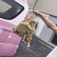 Canvas School Bag Double Shoulder Drawstring Backpack Drawstring Pocket Portable Casual Backpack Women Men Travel Backpack-A-DH - Image 3