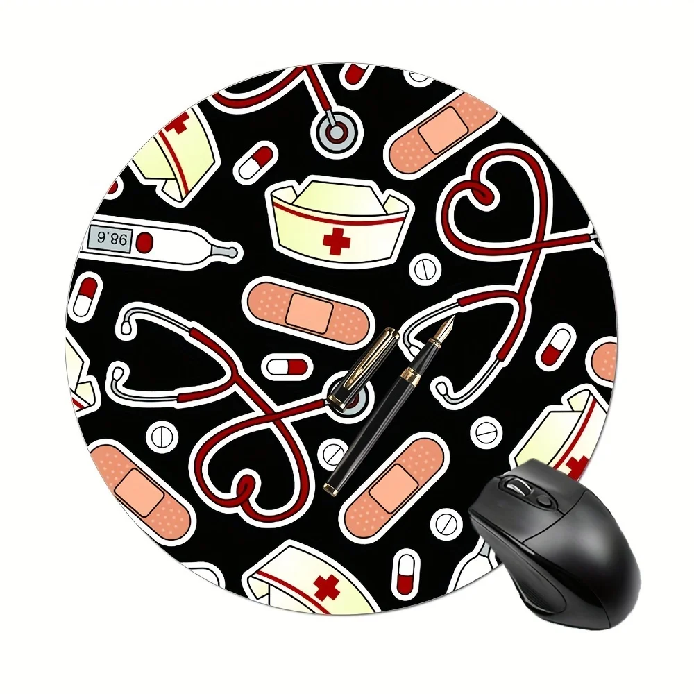 Tappetino per mouse rotondo antiscivolo in gomma per computer portatile e ufficio, sottomano decorazione per computer