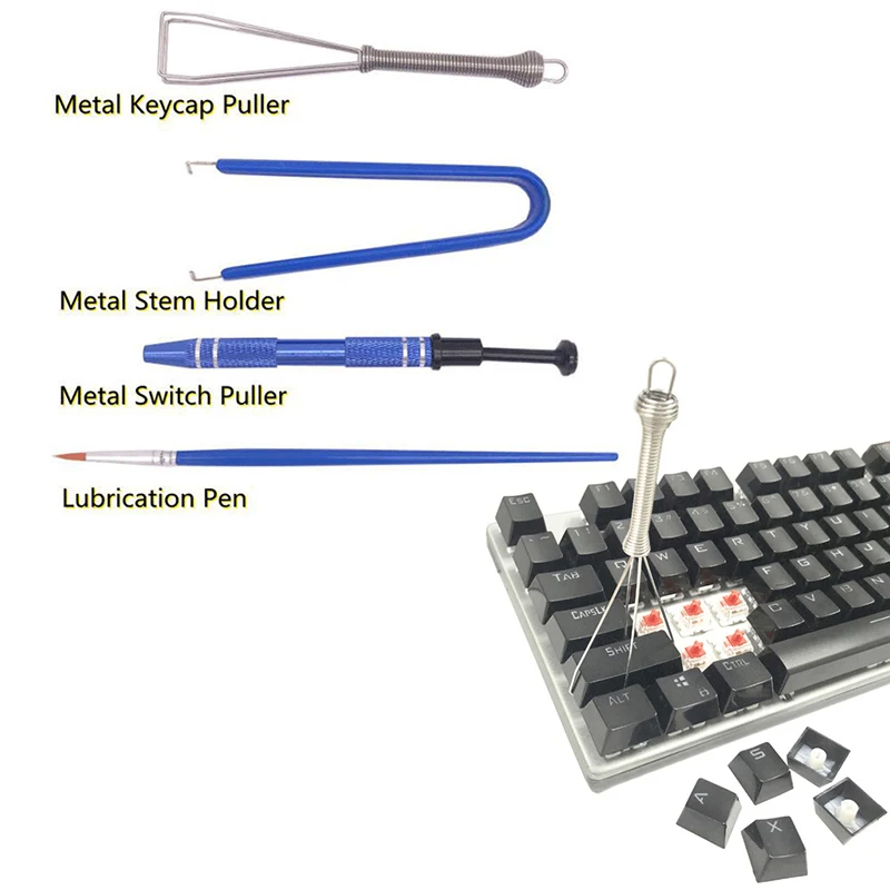4pcs/set Lube Brush Tweezer Switch Stem Holder Lube Tool Collection For Mechanical Keyboard With Bag 3