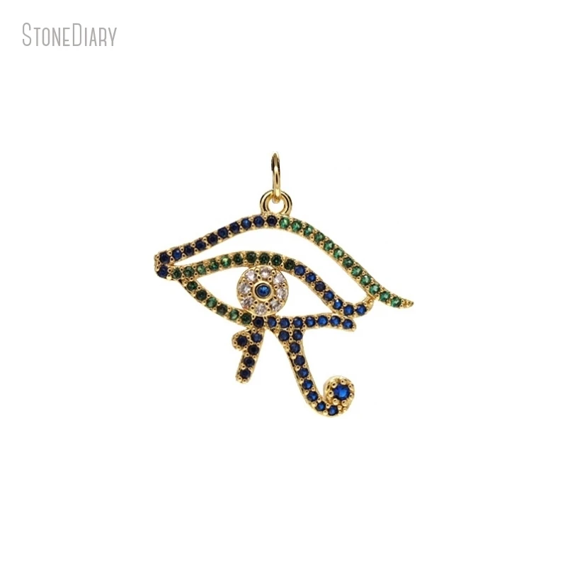 

10Pcs Wholesale Jewelry Eye Of Horus Gold Color Cubic Zirconia Copper Pendant PM47140