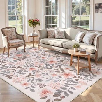 Vintage Floral Machine Washable Non-Slip Area Rug 1