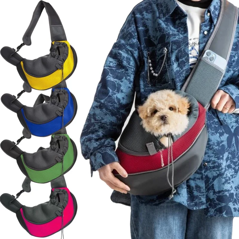 Pet Cat Dog Travel Tote Shoulder Bags Carrier Backpack Mesh Sling Carry Pack Carrying Supplies Crossbody Shoulder Bag