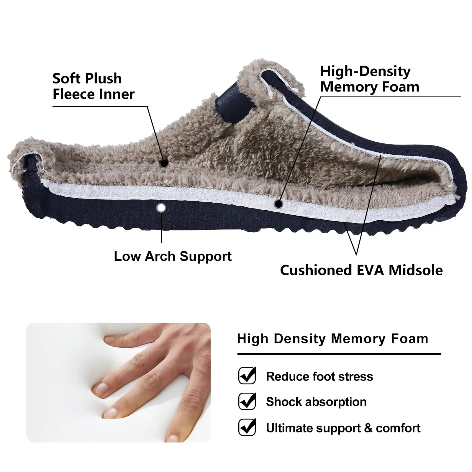Comwarm Winter Colgs Slippers Men Waterproof Garden Shoes Home Fur Clogs Soft Plush Slippers Bedroom Fuzzy Shoes Indoor Outdoor 6