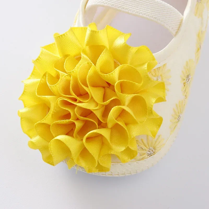 Spring Infant Baby Girl Shoes Newborn Lace Flowers Headband Anti-Slip Soft Sole First Walkers Toddler Kids Cotton Baptism Shoes baby shoes soft sole shoes
