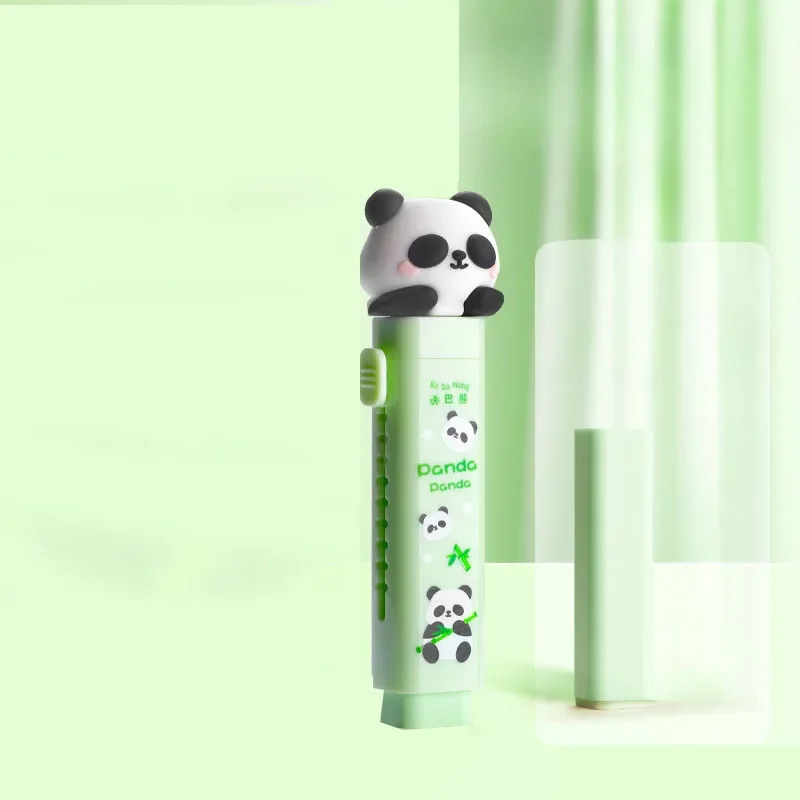 Pencil Eraser 2pcs/set Cute Panda Push-pull Pen Shape for Kids