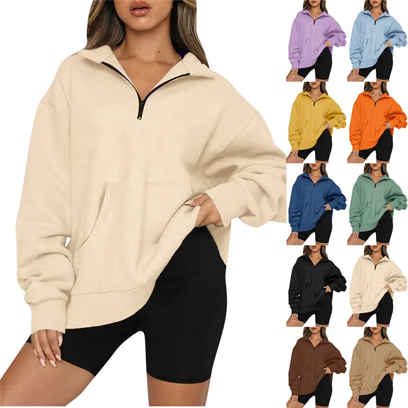 

Fashion Autumn Winter Women Sweatshirts Long Sleeve Zipper Up Hoodies Ladies Loose Tops Pullover Female Clothing Free Shipping