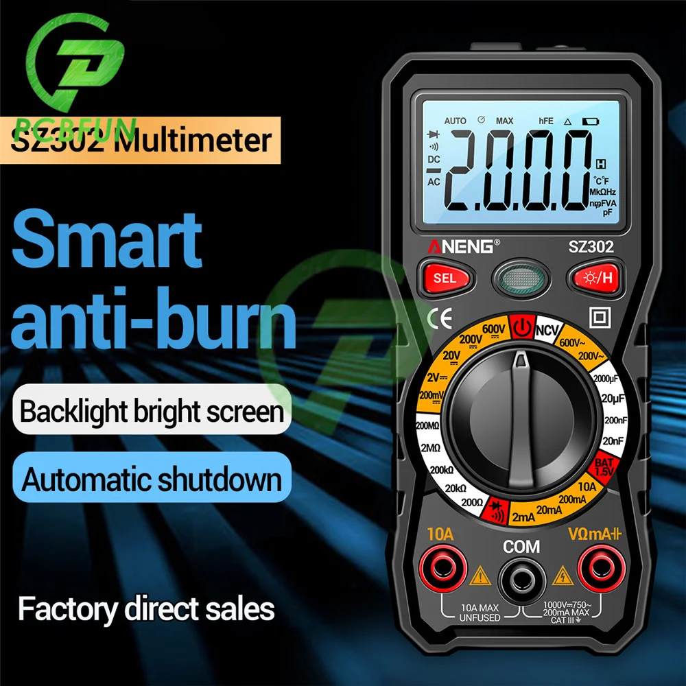 Sz301 Sz302 Multimetro Digitale Professionale Multimetro Auto Voltmetro Ac Dc 220V Resistenza Tensione Condensatore Diodo Ncv Tester