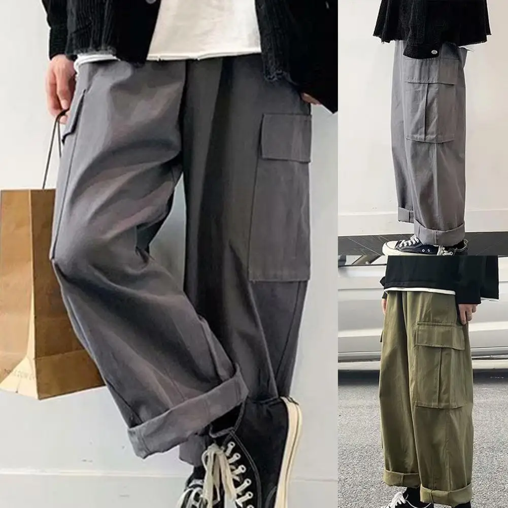 

Stylish Cargo Pants 3 Colors Multi Pockets Young Male Trousers Skin-friendly with Pockets Men Cargo Pants for Dating